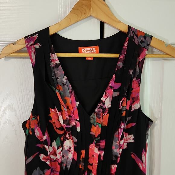 Kirna Zabete At Target Black Floral Maxi Dress Size 6 Side Slit Sheer Bottom - Picture 6 of 12